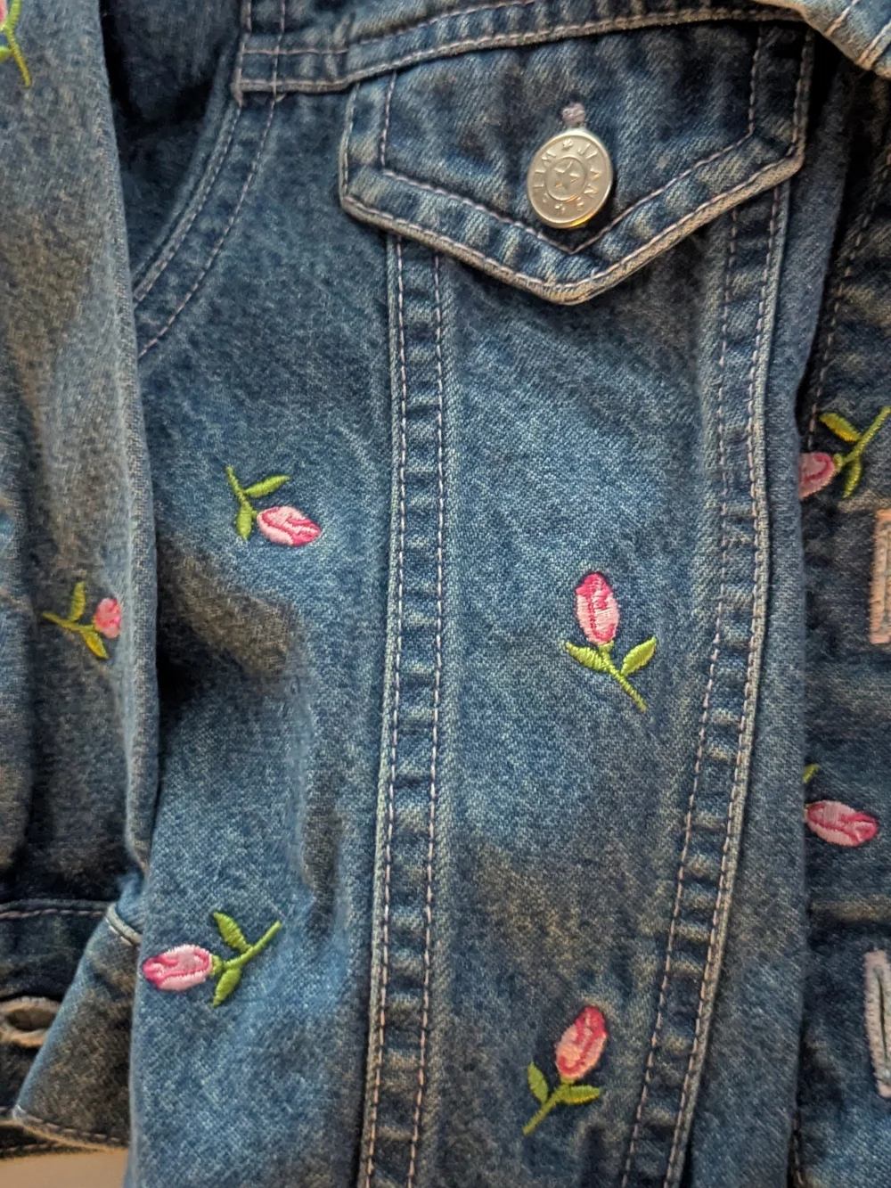 Toddler Embroidered Tulip Jean Jacket
